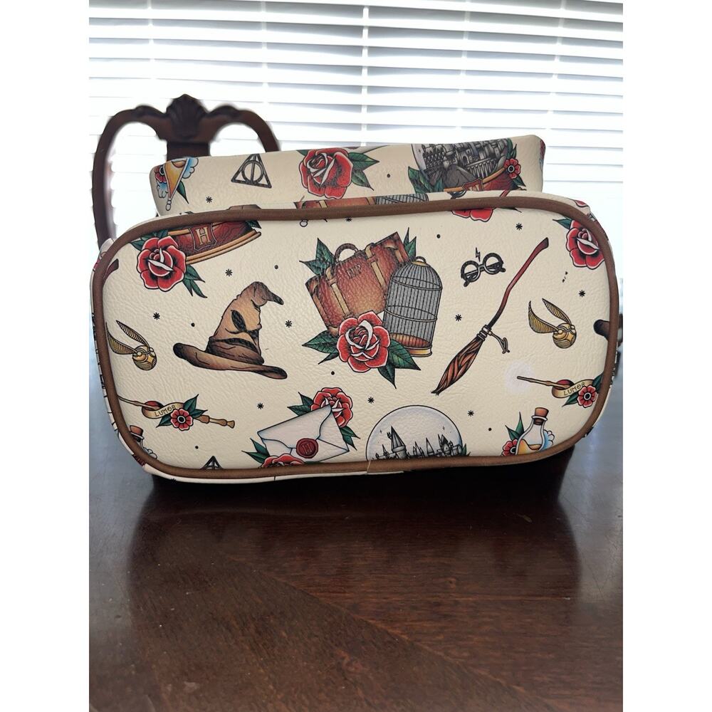 Loungefly Harry Potter Tattoo Art Cream Color Mini Backpack Excellent Condition - Picture 8 of 16